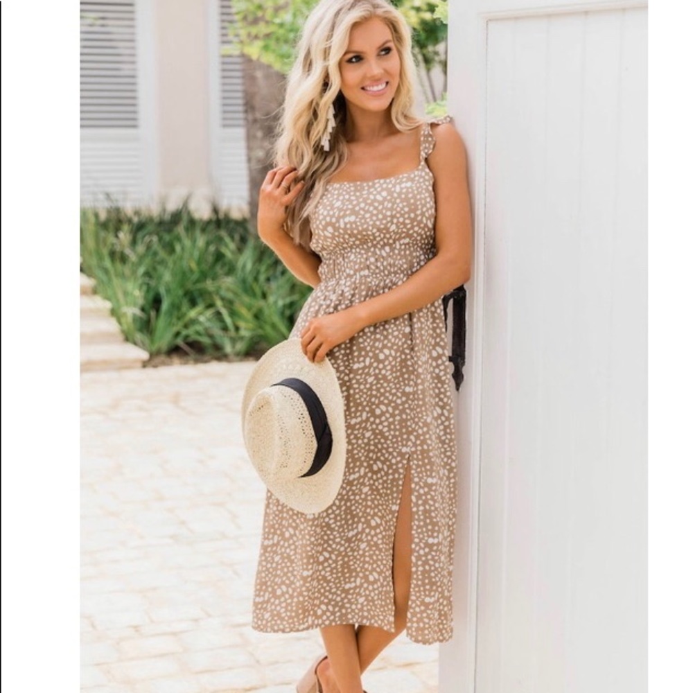 Taupe printed dress